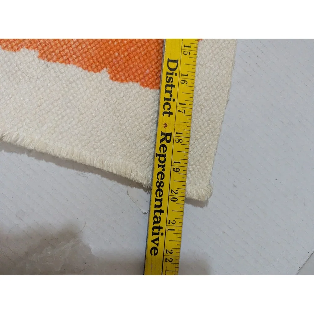 Vintage Cavalier Country Virginia Woven Rug Wall Hanging Orange Blue 40x23
